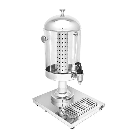 GGM Gastro Juice Dispenser - 1x polycarbonate tank with tap & ice insert - 7.5 Litres - Stainless steel - incl. drip tray & fruit infuser cylinder