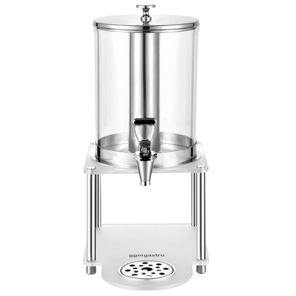 GGM Gastro Juice Dispenser - 1x polycarbonate tank with tap & ice insert - 7.7 Litres - Stainless steel - incl. drip tray & base frame