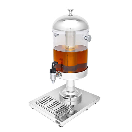 GGM Gastro Juice Dispenser - 1x polycarbonate tank with tap & ice insert - 7.5 Litres - Stainless steel - incl. drip tray & fruit infuser cylinder
