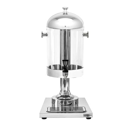 GGM Gastro Juice Dispenser - 1x polycarbonate tank with tap & ice insert - 7.5 Litres - Stainless steel - incl. drip tray & fruit infuser cylinder