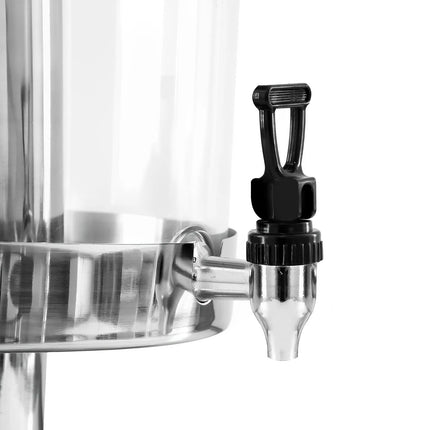 GGM Gastro Juice Dispenser - 1x polycarbonate tank with tap & ice insert - 7.5 Litres - Stainless steel - incl. drip tray & fruit infuser cylinder