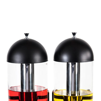 GGM Gastro Juice Dispenser - 2x glass containers with tap & ice core - 2x 6 Litres - Black - incl. ice core