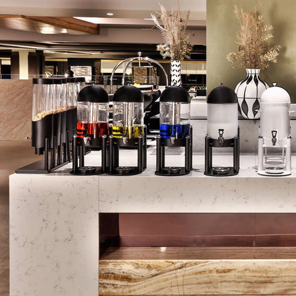 GGM Gastro Juice Dispenser - 2x glass containers with tap & ice core - 2x 6 Litres - Black - incl. ice core