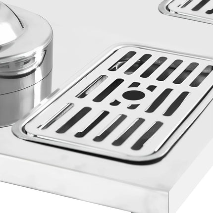 GGM Gastro Juice Dispenser - 2x polycarbonate tanks with tap & ice inserts - 2x 8 Litres - Stainless steel - incl. drip tray & lid