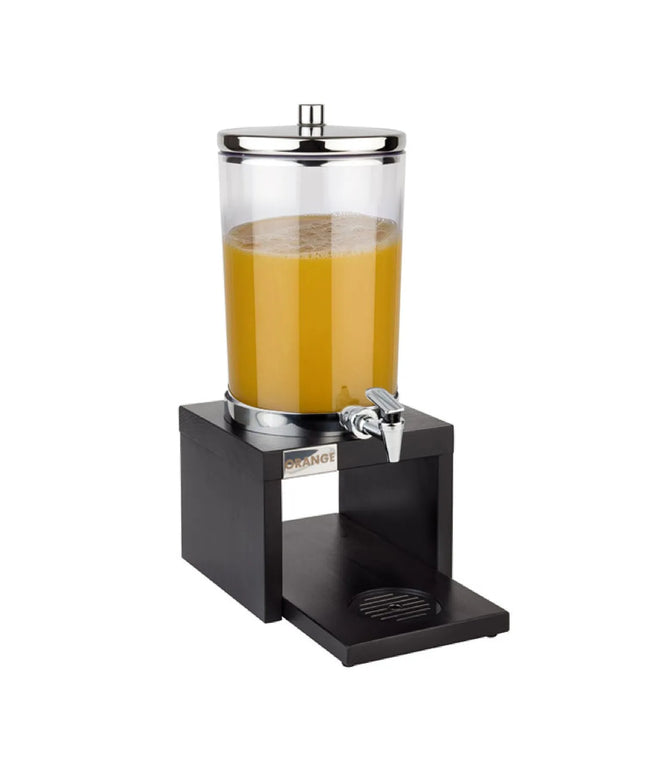 GGM Gastro Juice Dispenser - BRIDGE - polycarbonate tank with tap & dual ice packs (top & bottom) - 4 Litres - Stainless steel & wood - incl. stand, 2 batteries & touchless adaptor