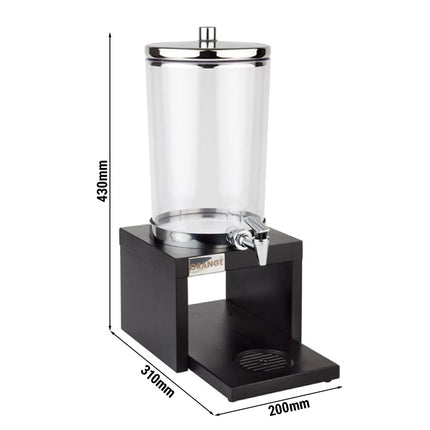 GGM Gastro Juice Dispenser - BRIDGE - polycarbonate tank with tap & dual ice packs (top & bottom) - 4 Litres - Stainless steel & wood - incl. stand, 2 batteries & touchless adaptor