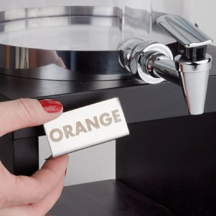 GGM Gastro Juice Dispenser - BRIDGE - polycarbonate tank with tap & dual ice packs (top & bottom) - 4 Litres - Stainless steel & wood - incl. stand, 2 batteries & touchless adaptor