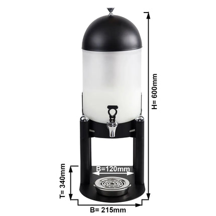 GGM Gastro Juice Dispenser - polycarbonate container with lid on stainless-steel base - 7 Litres - Black