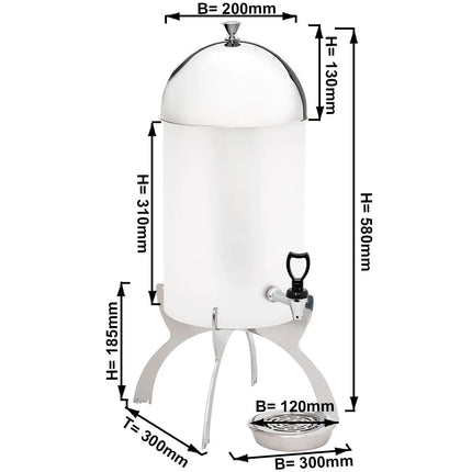GGM Gastro Juice Dispenser - polycarbonate tank with tap - 7 Litres - Chrome - incl. drip tray