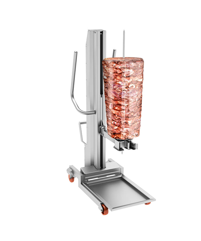 GGM Gastro Kebab Lift for Doner Kebab Grill - 568x986x1605mm - 350kg max load - Stainless Steel AISI 430, Scotch-Brite finish - 15x15mm skewer