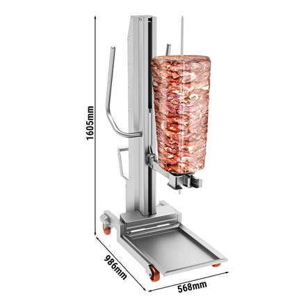 GGM Gastro Kebab Lift for Doner Kebab Grill - 568x986x1605mm - 350kg max load - Stainless Steel AISI 430, Scotch-Brite finish - 15x15mm skewer