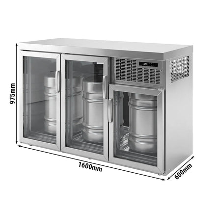 GGM Gastro Keg Fridge - 3x50L Kegs - 1600x600mm - with 3 Glass Doors