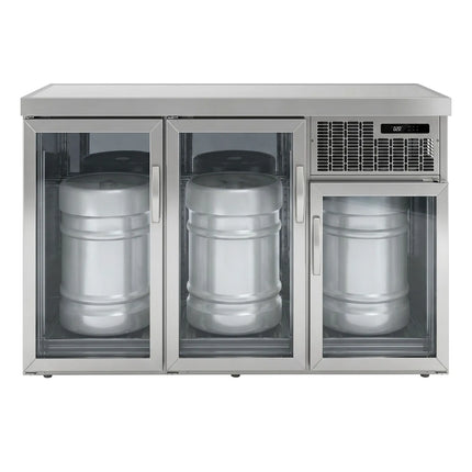 GGM Gastro Keg Fridge - 3x50L Kegs - 1600x600mm - with 3 Glass Doors