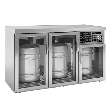 GGM Gastro Keg Fridge - 3x50L Kegs - 1600x600mm - with 3 Glass Doors
