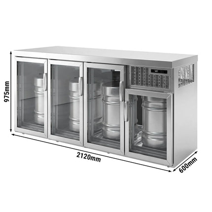 GGM Gastro Keg Fridge with Condensing Unit - 4x50L Kegs - 2120x600mm - with 4 Glass Doors