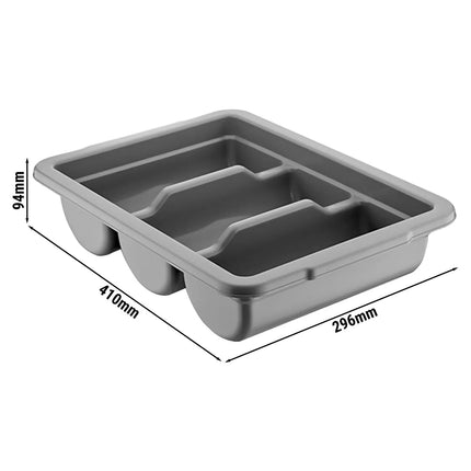 GGM Gastro Khay Đựng Dao Dĩa - 291x406mm - Cao 96mm - Polypropylene (PP) - 3 Ngăn - Xám