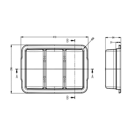 GGM Gastro Khay Đựng Dao Dĩa - 291x406mm - Cao 96mm - Polypropylene (PP) - 3 Ngăn - Xám