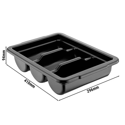 GGM Gastro Khay Đựng Dao Dĩa - 292x406mm - Cao 95mm - Polypropylene (PP) - 3 Ngăn - Đen
