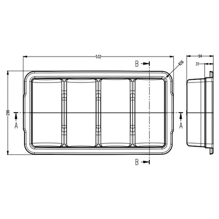 GGM Gastro Khay Đựng Dao Dĩa - 293x530mm - Cao 98mm - Polypropylene (PP) - 4 Ngăn - Xám