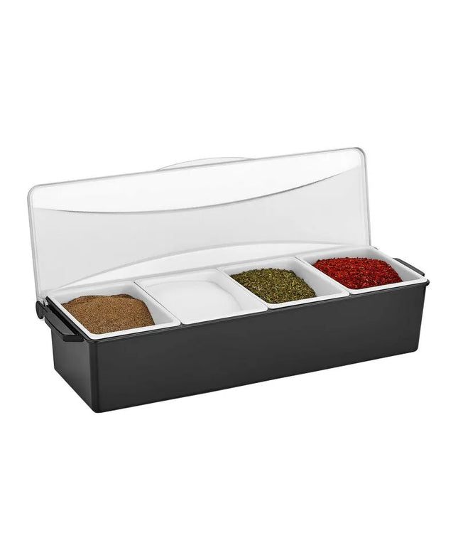 GGM Gastro Khay Đựng Gia Vị Quầy Bar - 4 Ngăn - Kèm Nắp