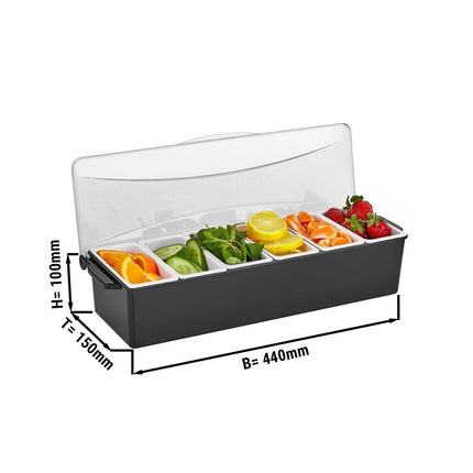 GGM Gastro Khay Đựng Gia Vị Quầy Bar - 6 Ngăn - Kèm Nắp