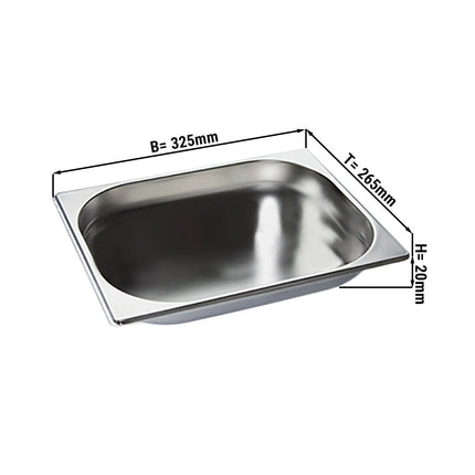 GGM Gastro Khay Đựng Thực Phẩm GN 1/2 Thép Không Gỉ - Sâu 20mm