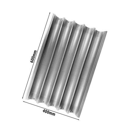 GGM Gastro Khay Nướng Baguette - Nhôm - EN 600x400 - Chống Dính - 5 Rãnh Khuôn