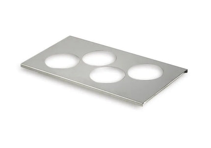 GGM Gastro Khay Sắp Xếp Bình (Cho GN 1/3) - Cho 4 Bình - Thép Không Gỉ - Lỗ Ø80mm - Cho Bình Định Lượng FFO-004 710ml
