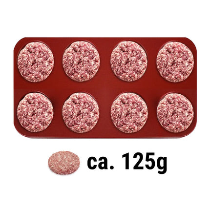 GGM Gastro Khuôn Ép Burger - Thủ Công - Trơn - Nhựa - Đỏ - Ø100mm - KHÔNG Kèm Khuôn Patty - 8 Lỗ