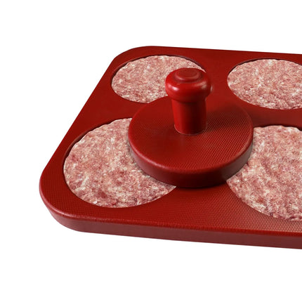 GGM Gastro Khuôn Ép Burger - Thủ Công - Trơn - Nhựa - Đỏ - Ø100mm - KHÔNG Kèm Khuôn Patty - 8 Lỗ