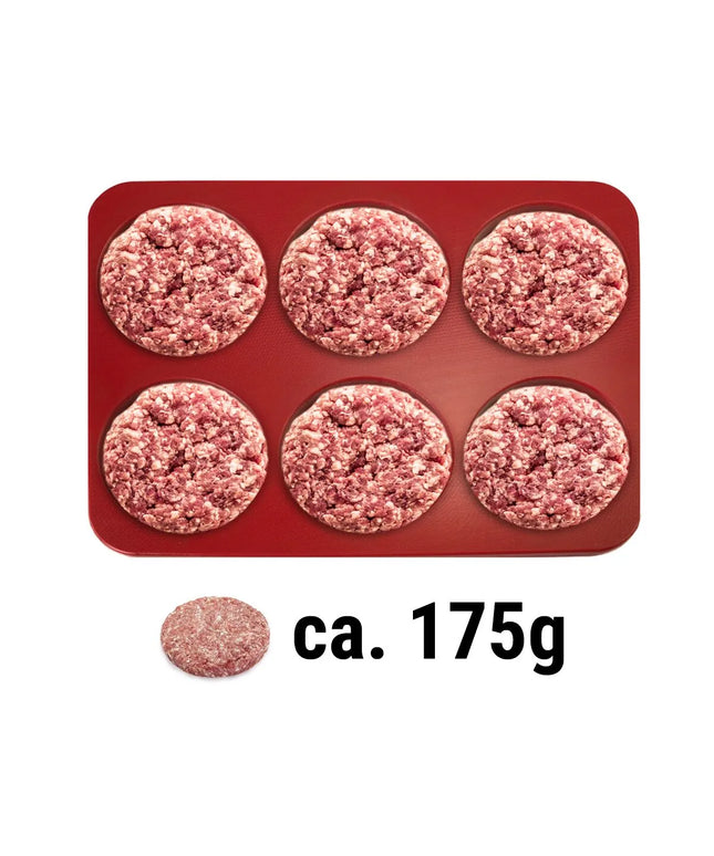 GGM Gastro Khuôn Ép Burger - Thủ Công - Trơn - Nhựa - Đỏ - Ø120mm - KHÔNG Kèm Khuôn Patty - 6 Lỗ
