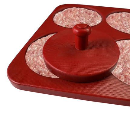 GGM Gastro Khuôn Ép Burger - Thủ Công - Trơn - Nhựa - Đỏ - Ø120mm - KHÔNG Kèm Khuôn Patty - 6 Lỗ