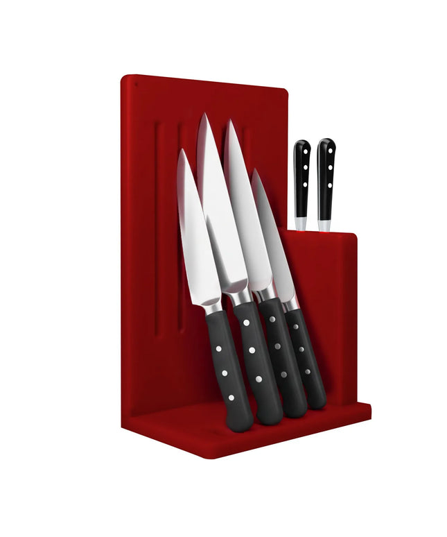 GGM Gastro Knife Block - with Rack - Polyethylene - 300x504x202mm - Red