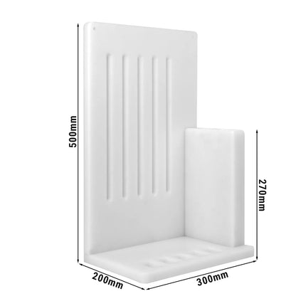 GGM Gastro Knife Rack - with Slots for 5 Knives & 2 Sharpeners - Polyethylene - 301x501x202mm - White