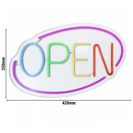 GGM Gastro LED illuminated sign - OPEN - dimmable - Magenta/Multi-colour - 420x250mm