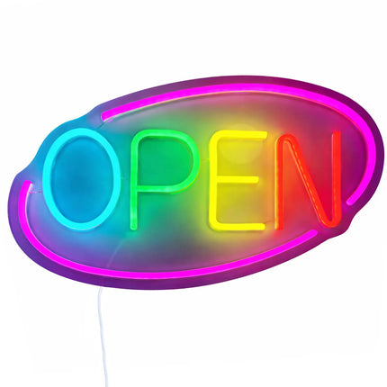GGM Gastro LED illuminated sign - OPEN - dimmable - Magenta/Multi-colour - 420x250mm