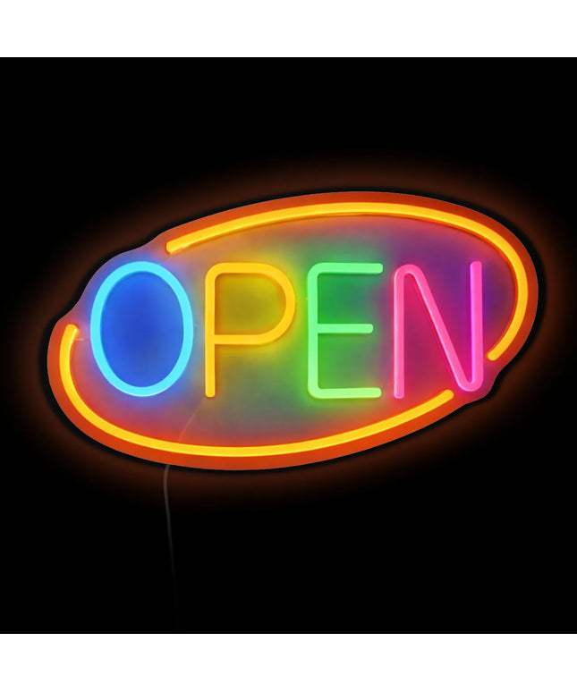 GGM Gastro LED illuminated sign - OPEN - dimmable - Orange/Multi-colour - 420x250mm