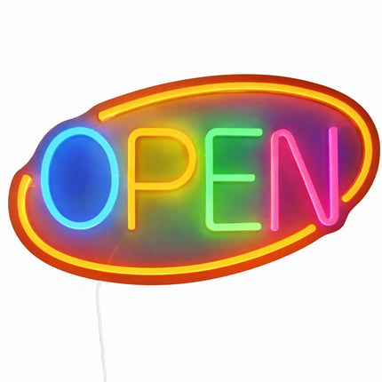 GGM Gastro LED illuminated sign - OPEN - dimmable - Orange/Multi-colour - 420x250mm