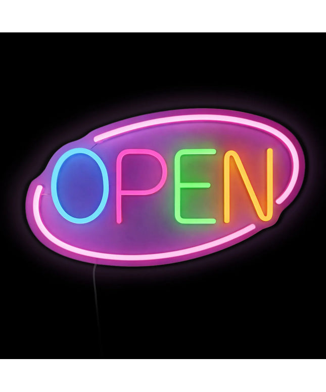 GGM Gastro LED illuminated sign - OPEN - dimmable - Pink/Multicolour - 420x250mm