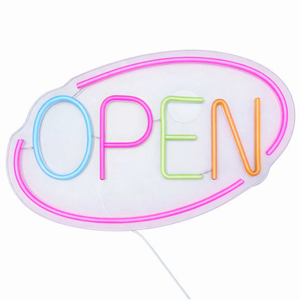 GGM Gastro LED illuminated sign - OPEN - dimmable - Pink/Multicolour - 420x250mm