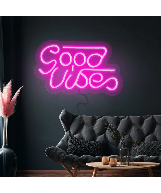 GGM Gastro LED Neon Sign - Good Vibes - Pink - 330x180mm