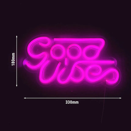 GGM Gastro LED Neon Sign - Good Vibes - Pink - 330x180mm