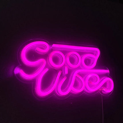 GGM Gastro LED Neon Sign - Good Vibes - Pink - 330x180mm