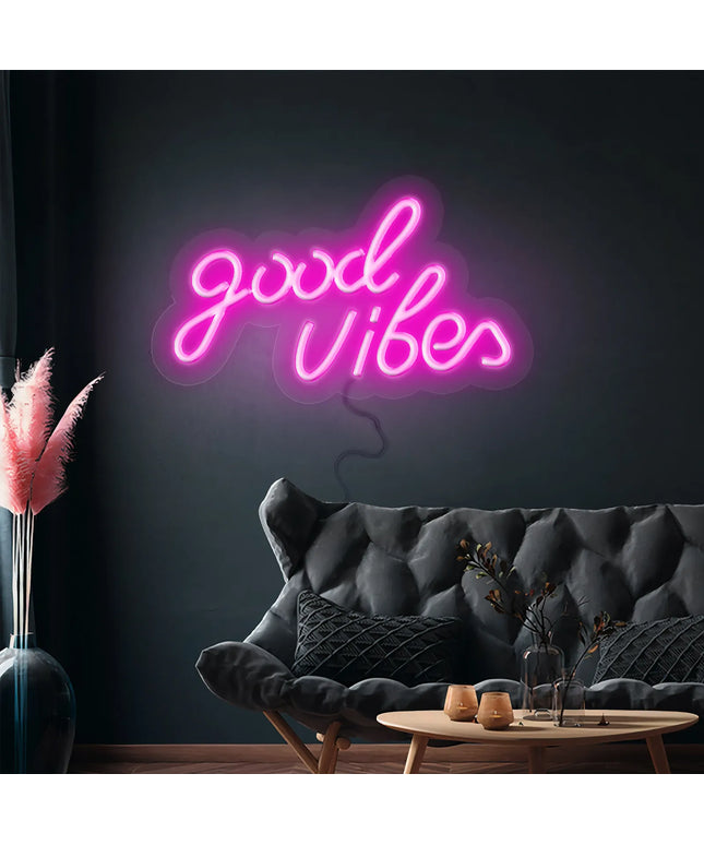 GGM Gastro LED Neon Sign - Good Vibes - Pink - 405x200mm