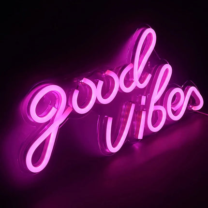 GGM Gastro LED Neon Sign - Good Vibes - Pink - 405x200mm