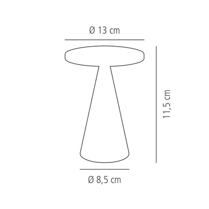 GGM Gastro LED Table Lamp - CONE - Rechargeable - Cordless - 3-step dimmable - Ø130mm - Gold - with Charging Dock