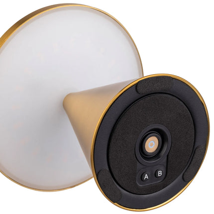 GGM Gastro LED Table Lamp - CONE - Rechargeable - Cordless - 3-step dimmable - Ø130mm - Gold - with Charging Dock