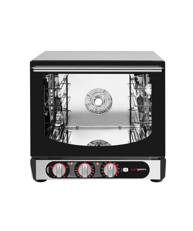 GGM Gastro Lò Đối Lưu Compact Điện - Phun Hơi - Điều Khiển Cơ - 4x 450x340mm - Kèm 4 Khay Nướng