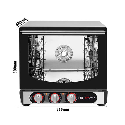 GGM Gastro Lò Đối Lưu Compact Điện - Phun Hơi - Điều Khiển Cơ - 4x 450x340mm - Kèm 4 Khay Nướng