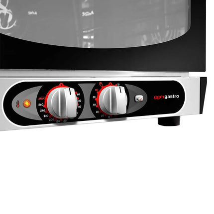 GGM Gastro Lò Đối Lưu Làm Bánh Điện - Phun Hơi - Điều Khiển Cơ - 1 Khoang Nướng - 4x GN 1/1 hoặc 600x400mm (EN 60x40)